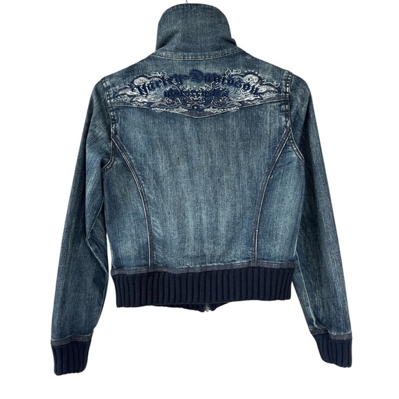 Harley Davidson Womens Denim Jacket With Embroidered Logo Size Small - Picture 2 of 7